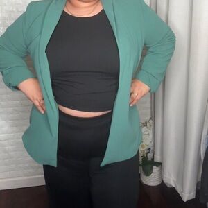 Fashion nova Green Open-Front Blazer - Size 2XL
